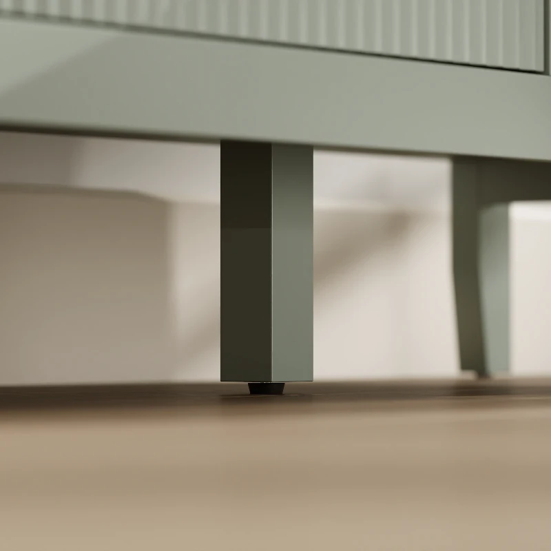 HOMCOM Fluted Dresser, 6 Drawer Chest of Drawers for Bedroom, Living Room, Hallway, Closet, Green