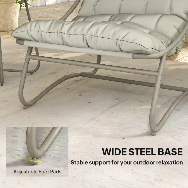 Outsunny 3 Piece Garden Bistro Set, Round Outdoor Bistro Table and Chairs Set for 2 with Texteline Seat and Cushions, Light Grey