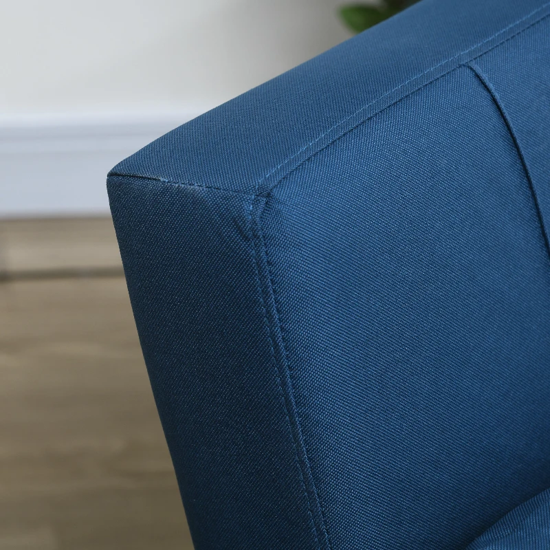 HOMCOM Linen-Look Single Chair Bed with Thick Padding - Blue