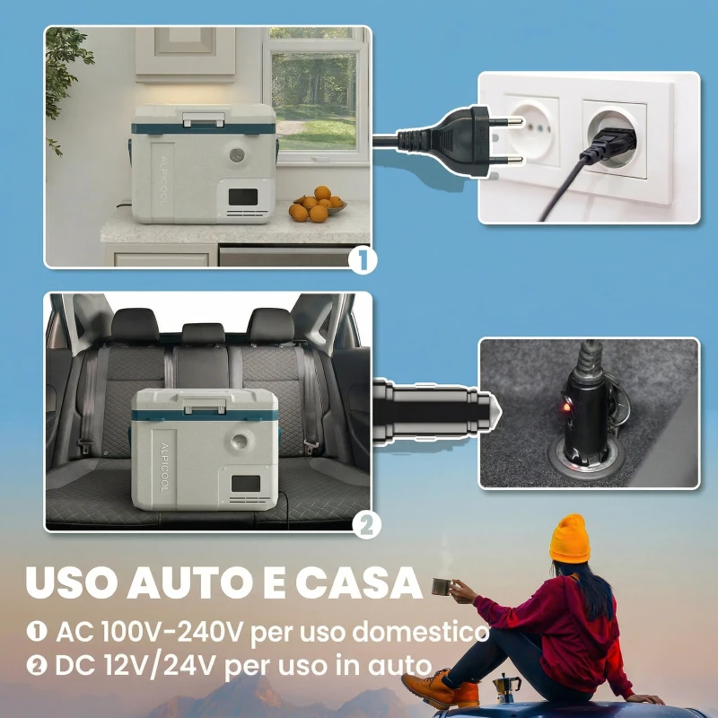 Outsunny 19L Auto Frigorifero Compressore, App Controllo Ideale per Campeggio
