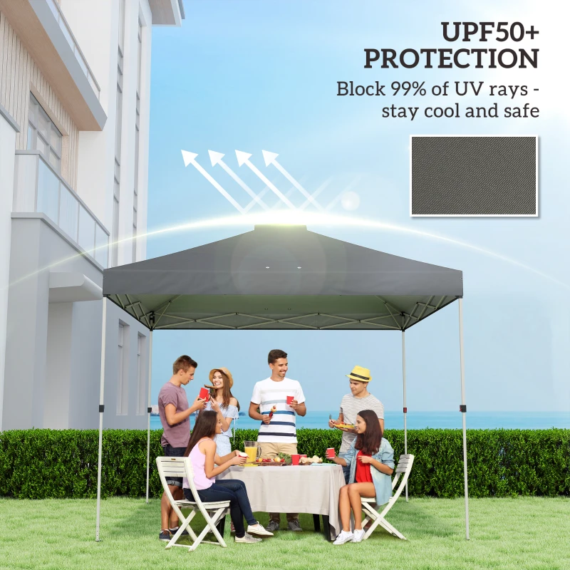 Outsunny Gazebo Roof Replacement UV50+ Waterproof Pop Up Canopy Cover with 8 Drainage Holes 3 x 3 m Dark Grey