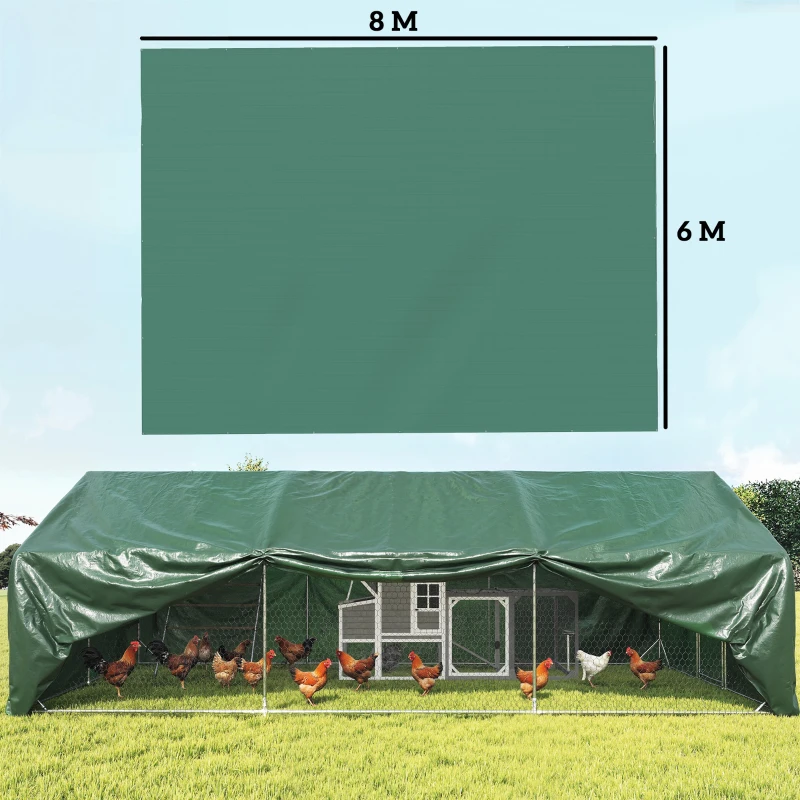 Outsunny Lona Impermeable Exterior 6x8 m Toldo PE 90 g/m² Protección UV con Ojales Reforzados para Leña Muebles de Jardín Verde