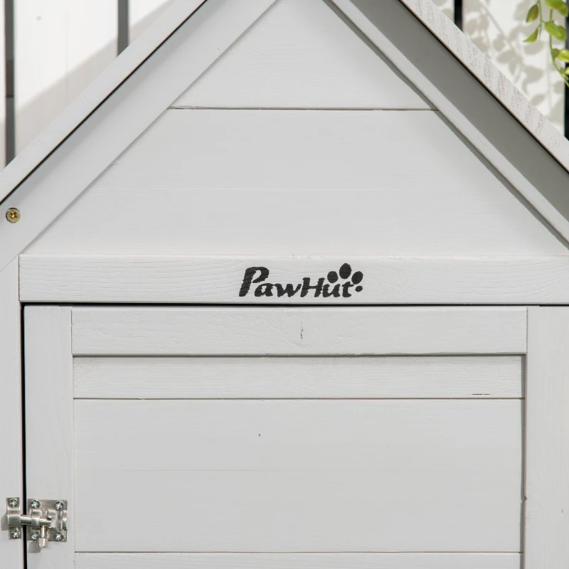 PawHut Indoor Rabbit Hutch, Guinea Pig Cage, with Slide-Out Tray, Large Fenced Area - Light Grey