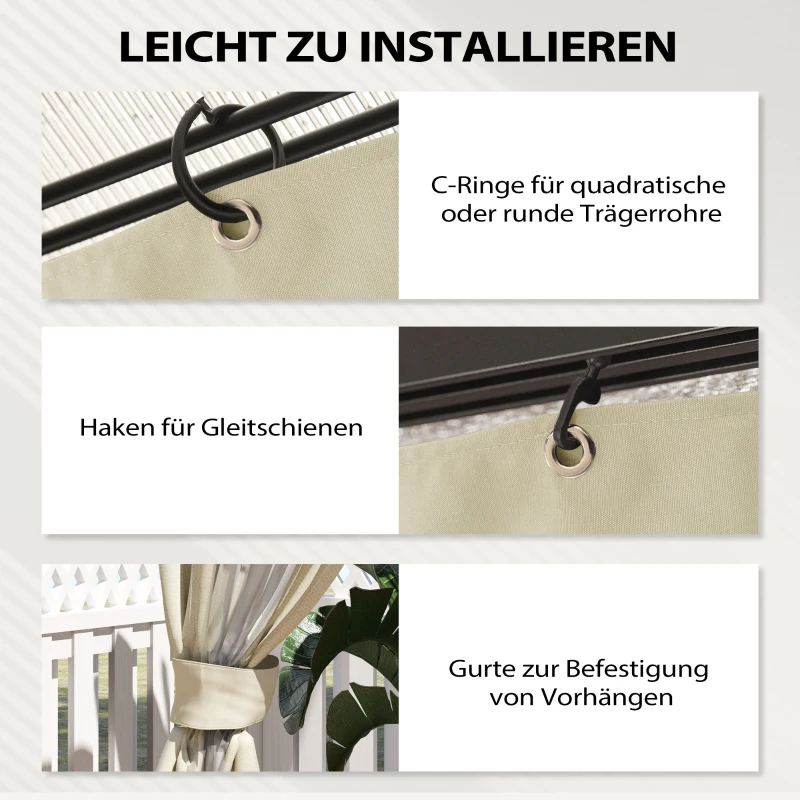 Outsunny Pavillon-Seitenwände, 4 Seitenwand-Paneele für Gartenpavillon, mit Reißverschluss, 3 x 3 m Pavillon, Cremeweiß