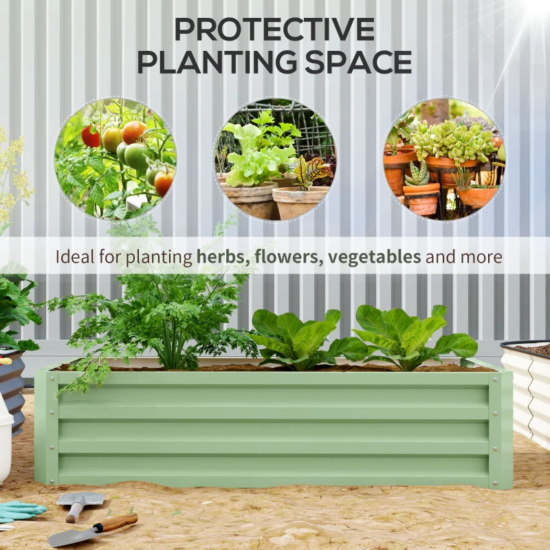 Outsunny Raised Beds for Garden, Galvanised Outdoor Planters, for Herbs and Vegetables, Use for Patio, Garden, Balcony