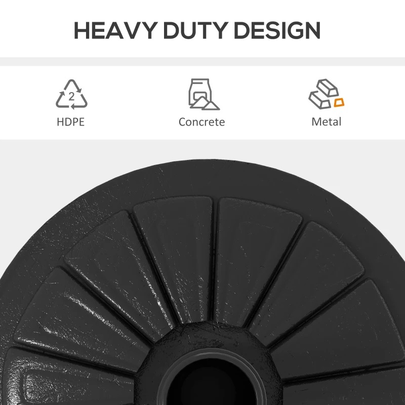 Outsunny Umbrella Base, Heavy Duty Concrete Base Holder with Steel Pole, Round Parasol Stand for Patio, Outdoor, Garden, Black