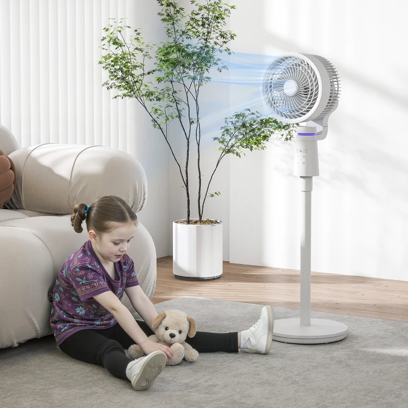 HOMCOM Wentylator stojący cyrkulator powietrza z 3 prędkościami, pilotem, timerem i oscylacją 70°+90°