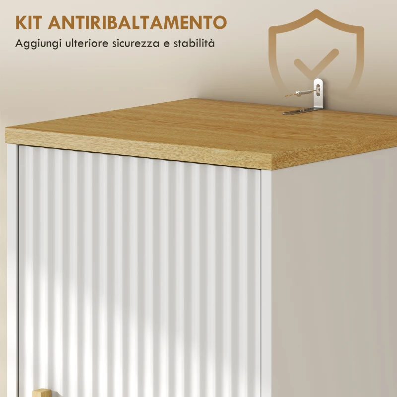 HOMCOM Armadietto 172 cm, Mobile Bagno con Cassetto e Ripiani Regolabili, Bianco