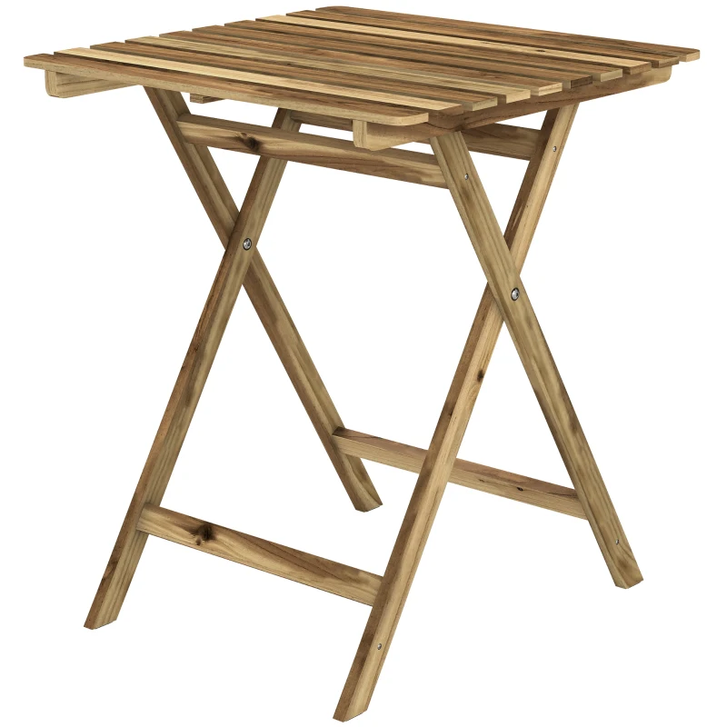 Outsunny Outdoor Coffee Table Foldable Wooden Garden Table for Patio Balcony Natural Wood