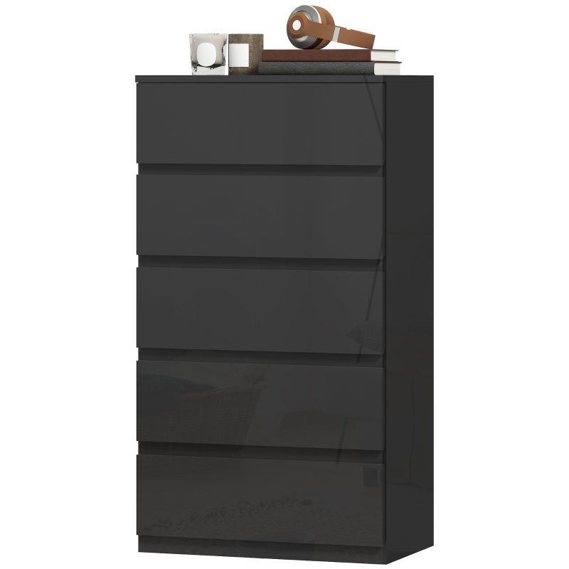 HOMCOM Chest of Drawers, 5-Drawer Storage Cabinets, Modern Dresser, Storage Drawer Unit for Bedroom