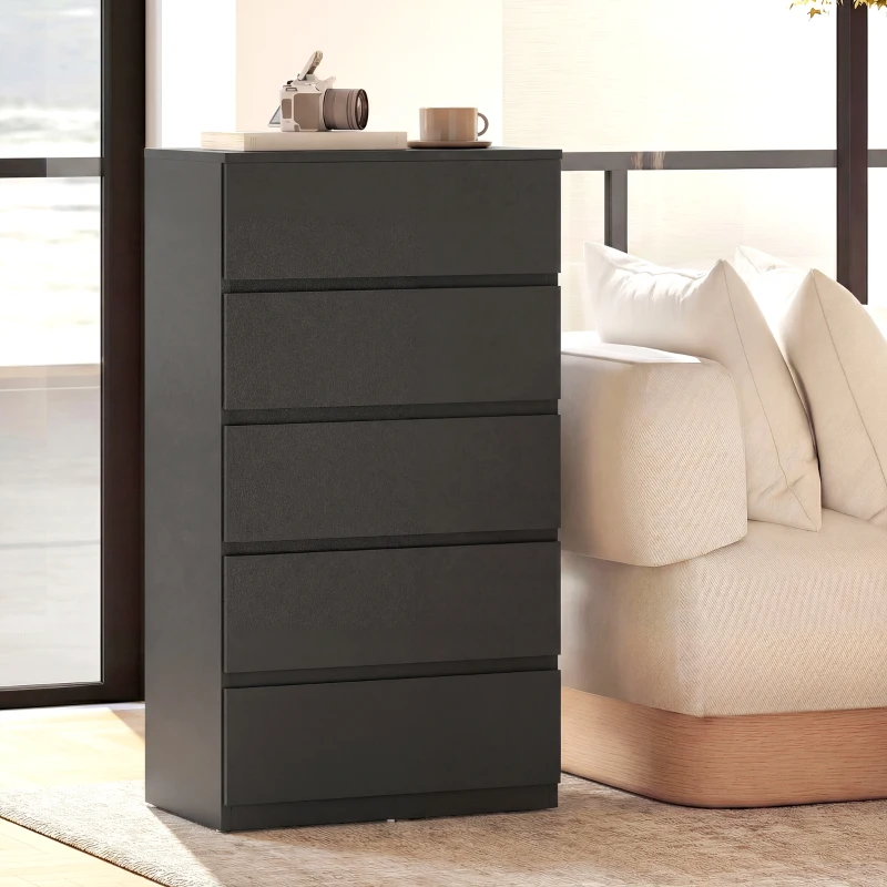 HOMCOM Chest of Drawers, 5-Drawer Storage Cabinets, Modern Dresser, Storage Drawer Unit for Bedroom