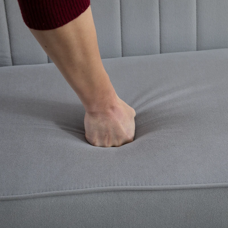 HOMCOM Modern Velvet Double Seat Sofa w/ Wood Frame Foam Padding Soft Comfortable Compact Couch Light Grey