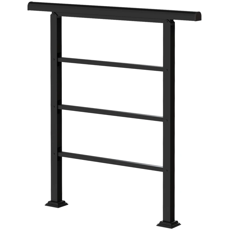Outsunny Barandilla de Escalera 95 cm Pasamanos para Escalera con Kit de Instalación Ángulo Ajustable para 1-3 Escalones Negro