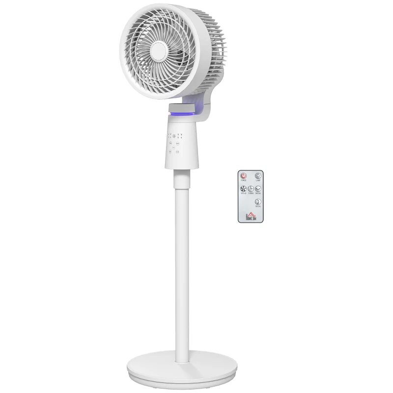 HOMCOM Wentylator stojący cyrkulator powietrza z 3 prędkościami, pilotem, timerem i oscylacją 70°+90°