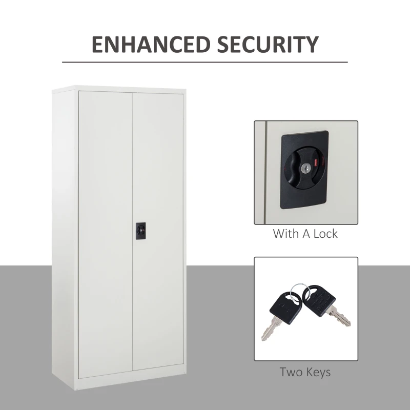 Vinsetto Cool Rolled Steel Tall Office Lockable Filing Cabinet, 2 Doors, 4 Internal Adjustable Shelves, Bookcase Cabinet Storage Unit, 80 L x 40 W x 184 cm