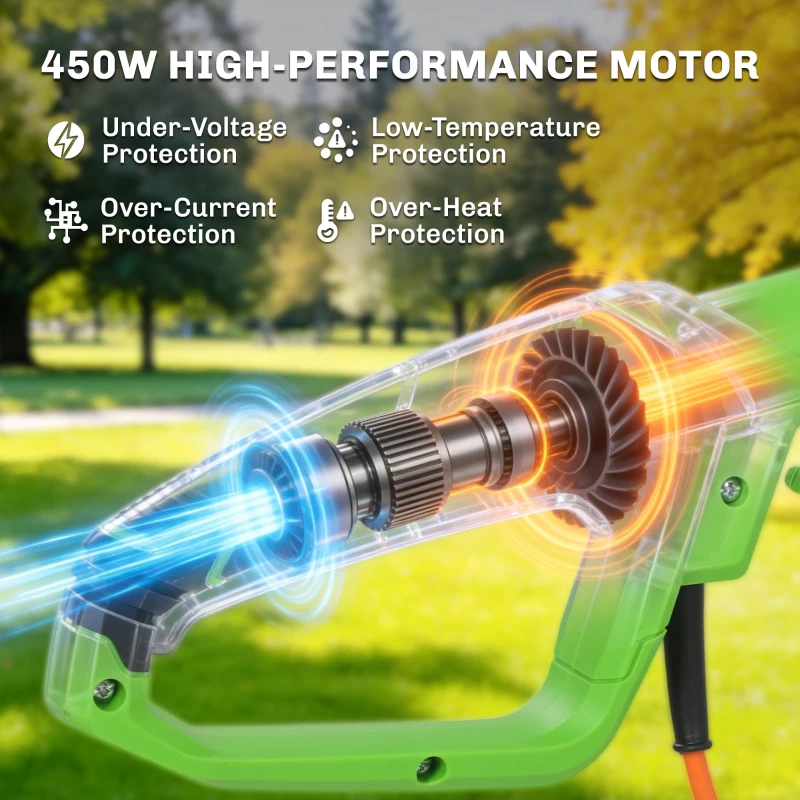 Outsunny 2.6m Corded Extendable Hedge Trimmer with 90° Adjustable Head, 450W Telescopic Electric Hedge Cutter Long Reach