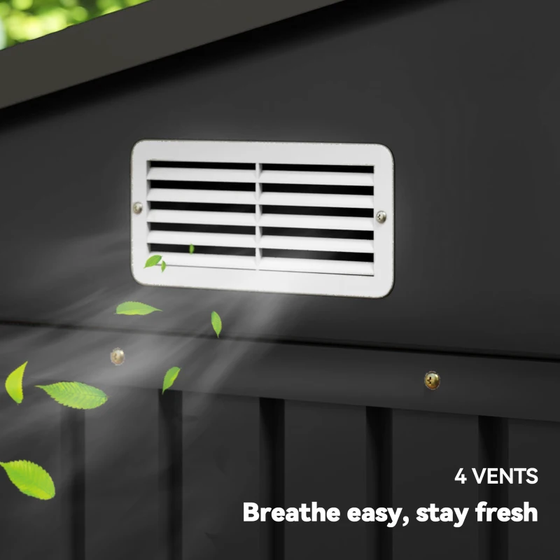 Outsunny 12 x 8 ft Garden Shed, Outdoor Storage Shed with 4 Vents and Lockable Double Doors, Dark Grey