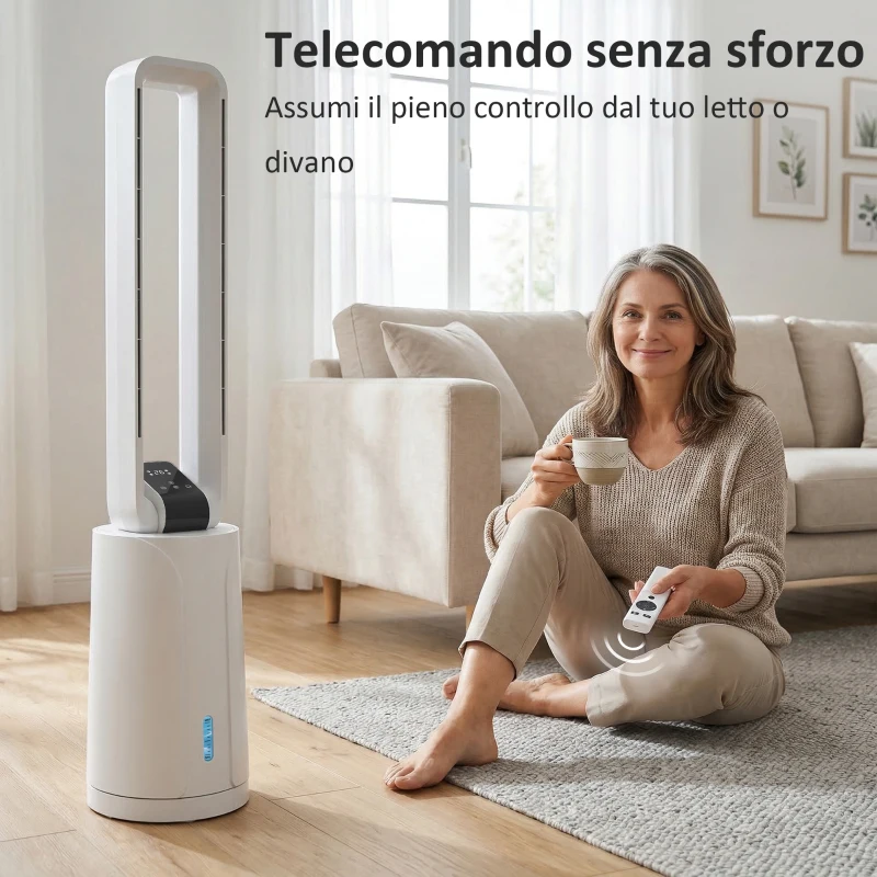 HOMCOM Raffrescatore Evaporativo con Timer 15H, 109.5 cm, Bianco