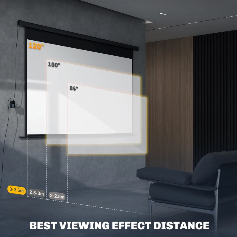 HOMCOM Ekran Projekcyjny, Format 16:9, Pilot, 266 x 149 cm (120 Cali), Czarny