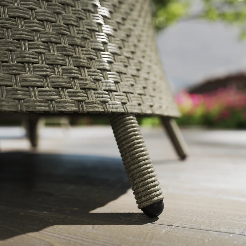 Outsunny 4 Seater Rattan Garden Furniture Set with Cushions, Round PE Rattan Dining Set with Glass-Top Table, Umbrella Hole, Outdoor Garden Table and Chairs, Grey