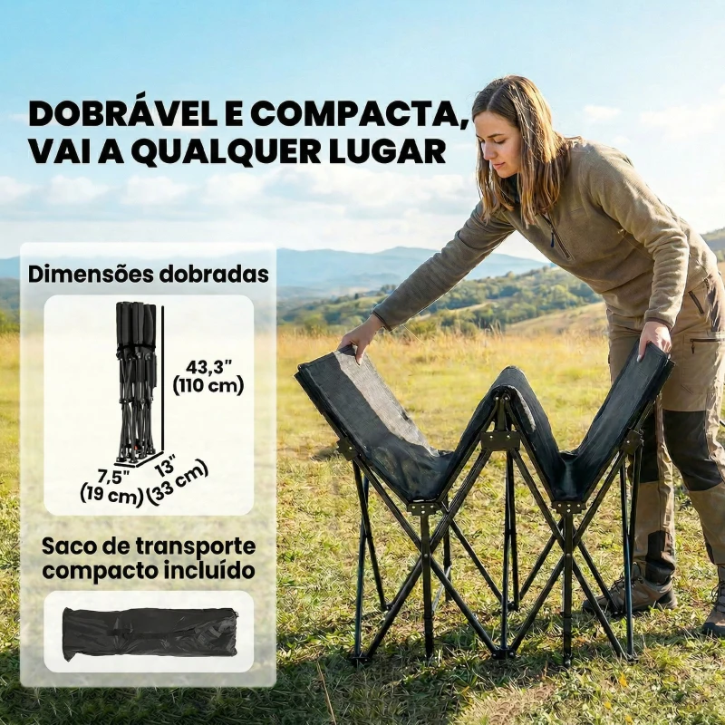 Outsunny Cama Dobrável de Campismo com Colchão Removível de Tecido Oxford 600D com Cabeceira e Bolsa Carga 200 kg Preto