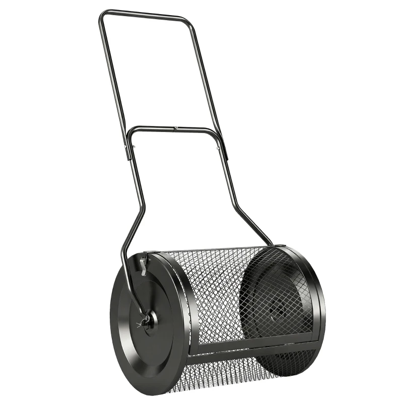 Outsunny Compost Spreader, 20" Peat Moss Spreader with Detachable U-Shaped Handle and Metal Mesh Basket