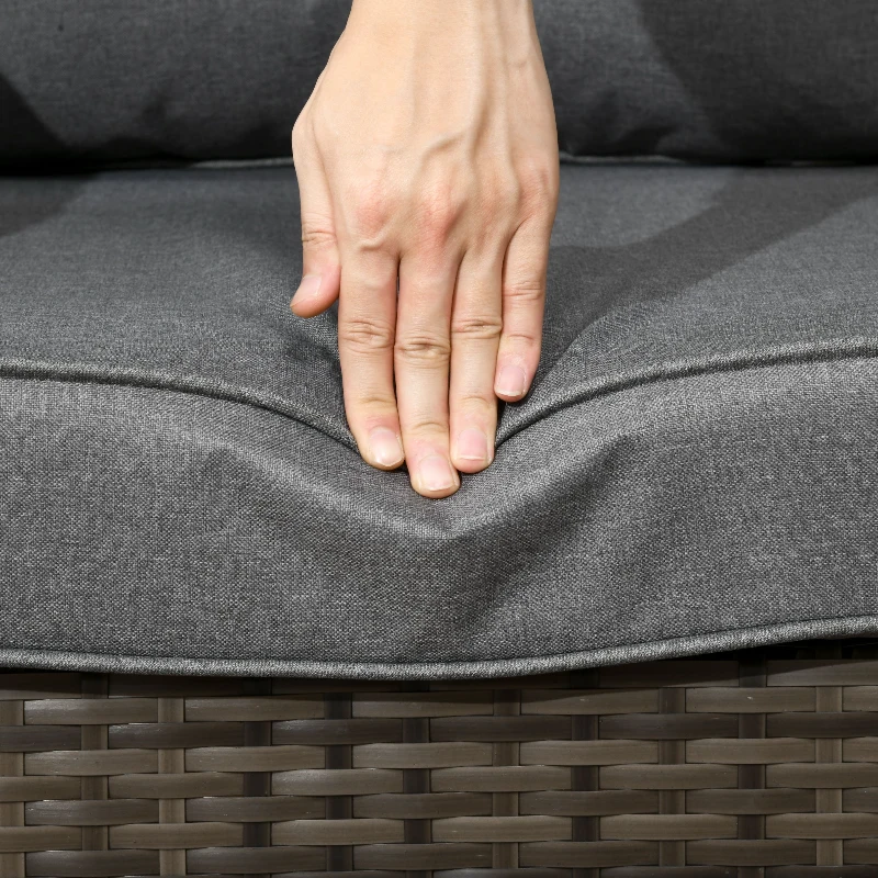 Outsunny 3 Pieces Rattan Bistro Set, Wicker Garden Furniture Set with Storage Coffee Table and Chairs, Thickened Cushions for Outdoor, Patio, Balcony, Grey