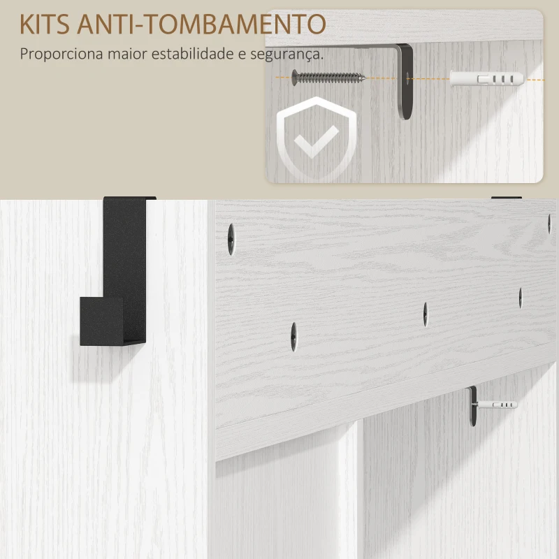 HOMCOM Sapateira Estreito com 2 Compartimentos Rebatíveis Prateleiras Ajustáveis para 12 Pares para Espaços Pequenos 106,7x26x116cm Branco