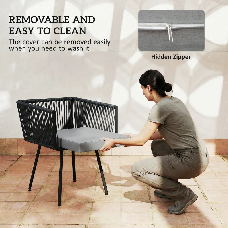 Outsunny 5 Piece Garden Furniture Set, Garden Dining Set with Wood-Plastic Table and 4 Armchairs, Light Grey