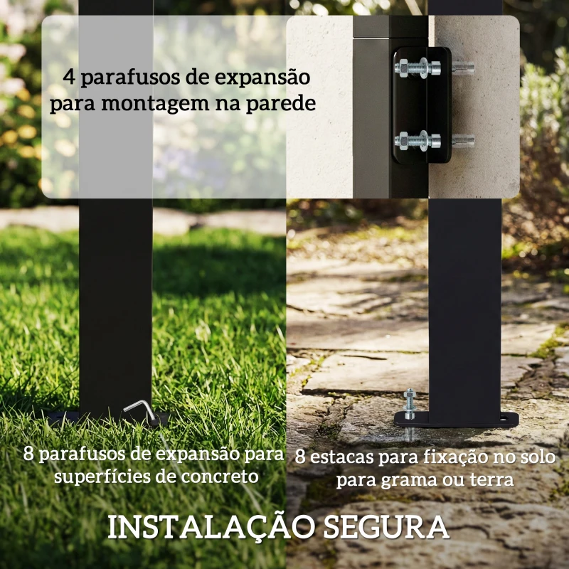 Outsunny Tenda para Churrasco 2,5x1,5 m com Telhado em Policarbonato Estrutura de Metal e Alumínio para Exterior Cinzento