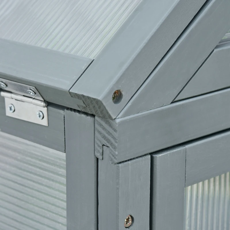 Outsunny Garden Cold Frame Polycarbonate Greenhouse with Adjustable Shelves, Double Doors, Openable Top Covers, Grow House for Flower Vegetable Plants, 80 x 47 x 138cm, Grey