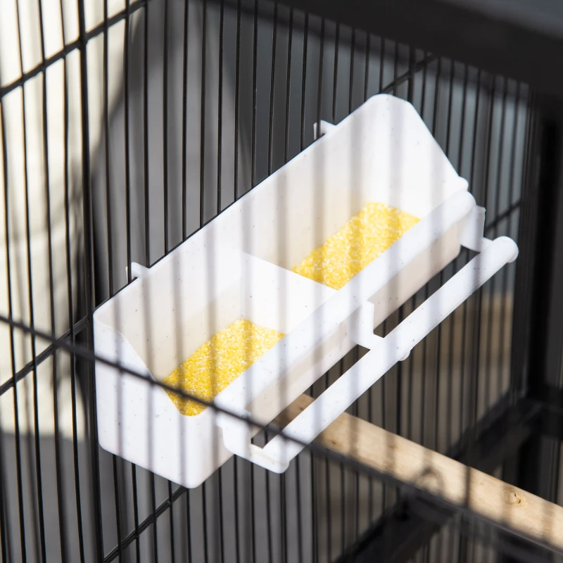 PawHut Gaiola para Pássaros com 4 Rodas Gaiola para Pássaros Metálica com Múltiplas Portas 4 Comedouros Bebedouro 2 Poleiros e Bandeja para Louros Canários Periquitos 79x52x137cm Preto