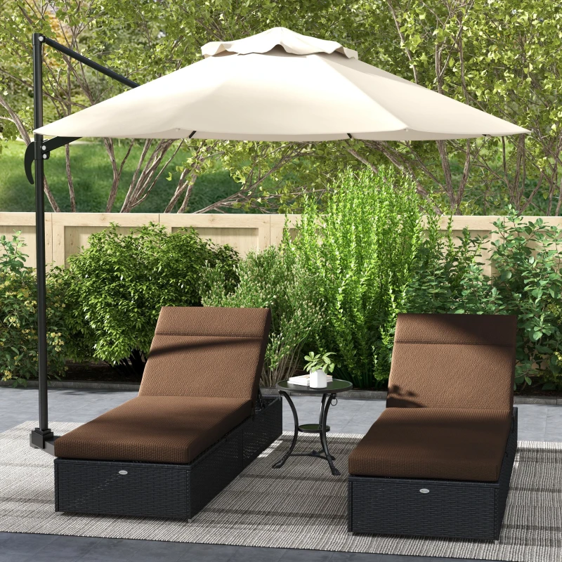 Outsunny Conjunto de 2 Colchões para Espreguiçadeira transat Alças de fixação para Jardim APENAS COLCHÕES 196L x 55l cm Castanho
