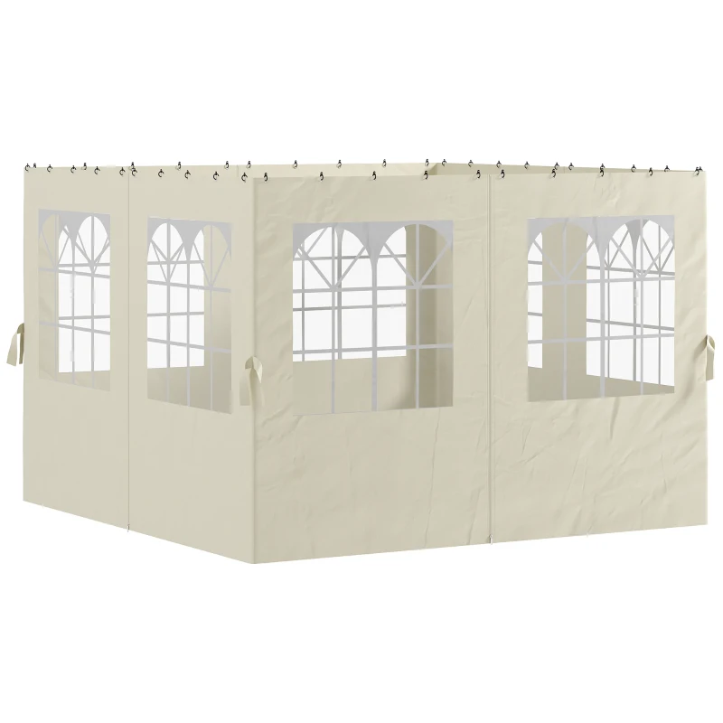 Outsunny Pavillon-Seitenwände, 4 Seitenwand-Paneele für Gartenpavillon, mit Reißverschluss, 3 x 3 m Pavillon, Cremeweiß