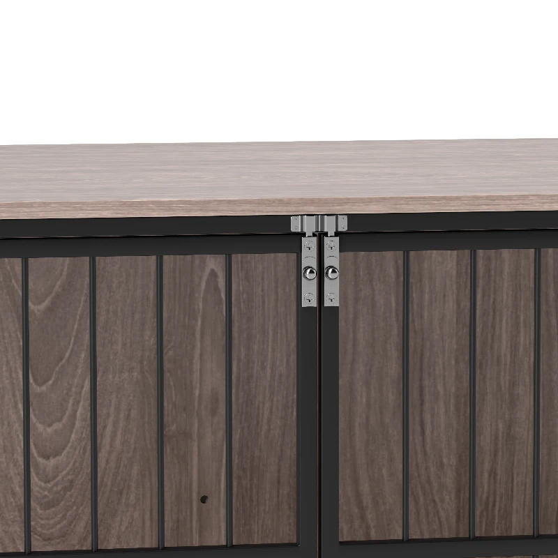 PawHut 80cm Furniture Style Dog Crate Dog Cage End Table Indoor with 3 Doors Soft Washable Cushion, for Medium Sized Dogs