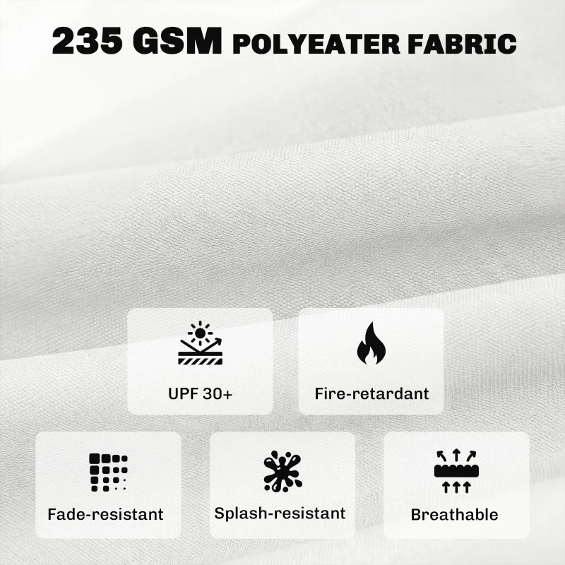 Outsunny Outdoor Bistro Chair Cushions Set of 4 with Removable Cover, 41 x 41 x 5 cm Round Seat Cushions with Ties, White