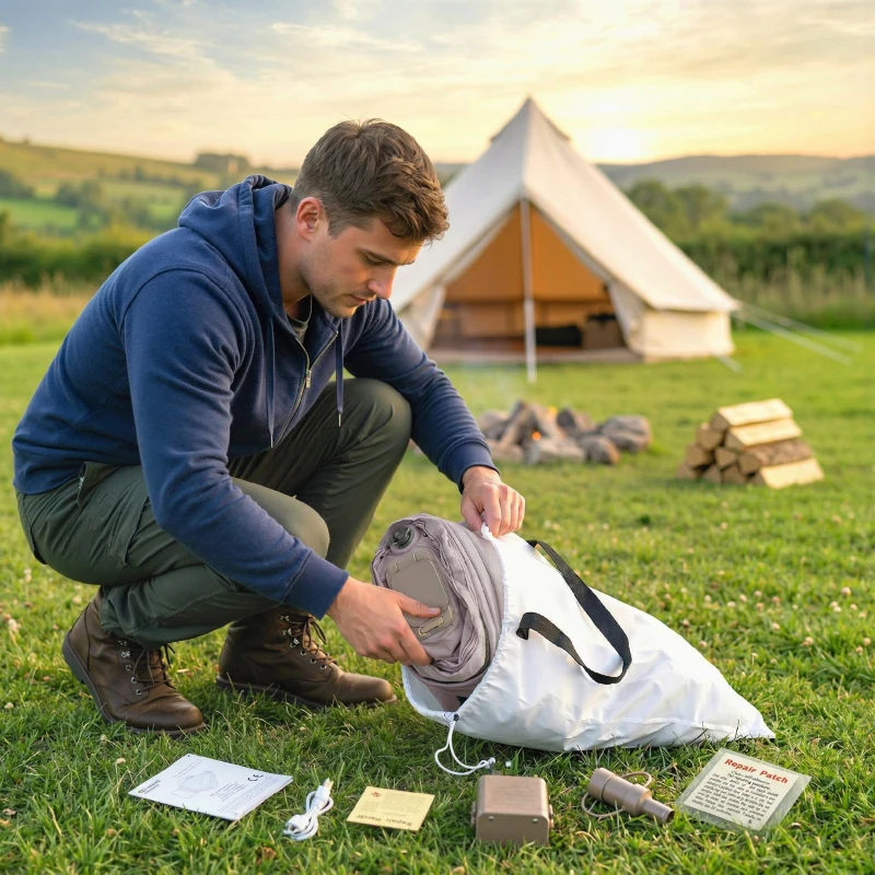 Outsunny Colchão Insuflável Individual Dobrável com Bomba, Enchimento em 3 Min e Esvaziamento em 2 Min, Bolsa, Suporta 200 kg, 190x97x39 cm, Caqui