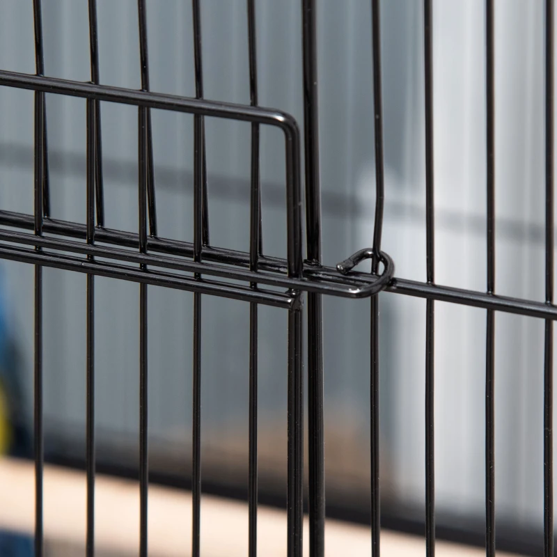 PawHut Gaiola para Pássaros com 4 Rodas Gaiola para Pássaros Metálica com Múltiplas Portas 4 Comedouros Bebedouro 2 Poleiros e Bandeja para Louros Canários Periquitos 79x52x137cm Preto