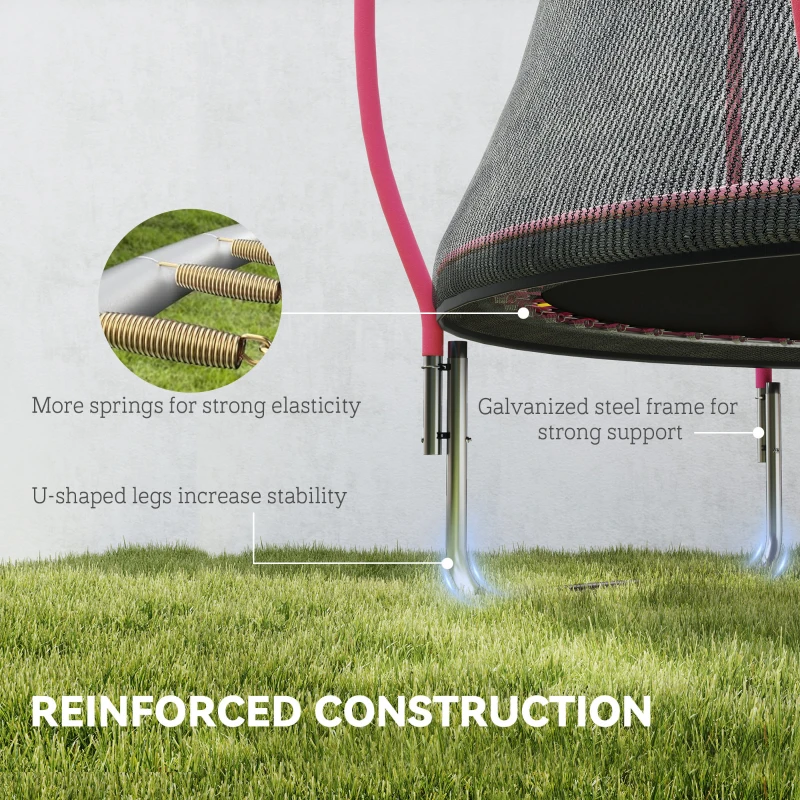 SPORTNOW 10ft Outdoor Trampoline with Enclosure Net, Spring Cover, Pink