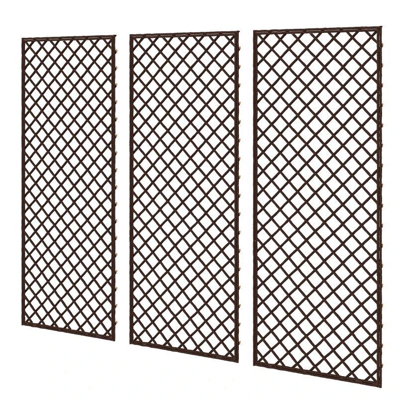 Outsunny Garden Trellis, Decorative Trellis Panels for Climbing Outdoor Plants, Natural Wood Finish
