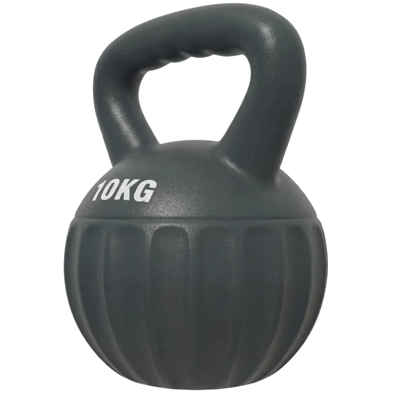 SPORTNOW Kettlebell for Strength Training Kettle Bell with Non-Slip Handle 10 kg Grey