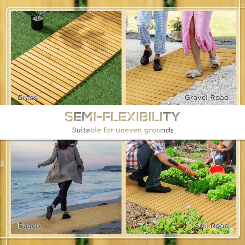 Outsunny Rollable Wooden Garden Pathway Weather-Resistant Walk Way for Wedding Party Pathways 185 x 60 cm