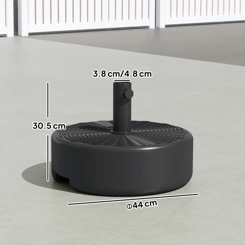 Outsunny Patio Umbrella Base 22kg Sand Filled Garden Parasol Stand forfor 38mm/48mm Poles, Black