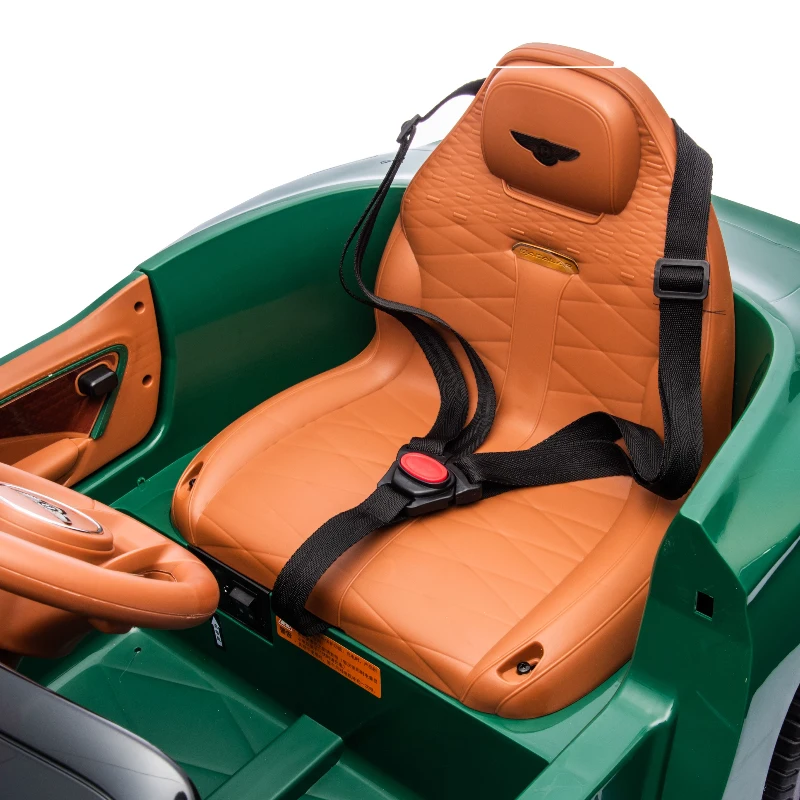 HOMCOM Bentley Bacalar Licensed 12V Kids Electric Car, with Remote Control, Horn, Lights, Music, Suspension Wheels, Green