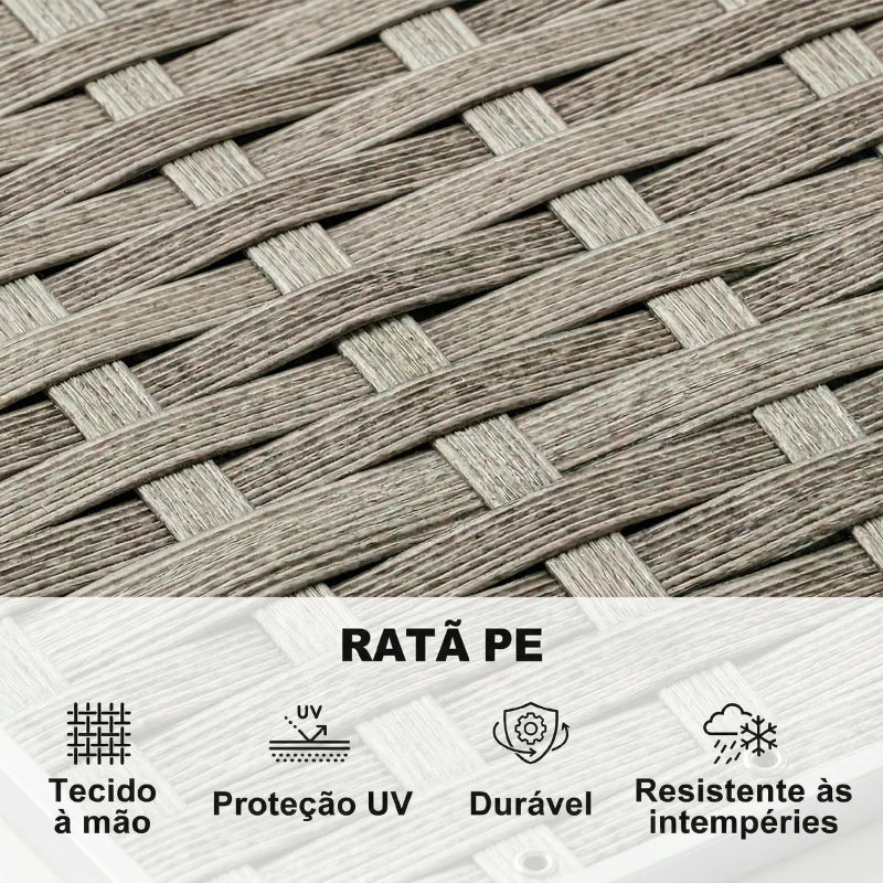 Outsunny Conjunto de Jardim em Vime de 3 peças com Sofás Modulares de 3 e 2 Lugares Mesa Lateral e Mesa de Centro Cinza