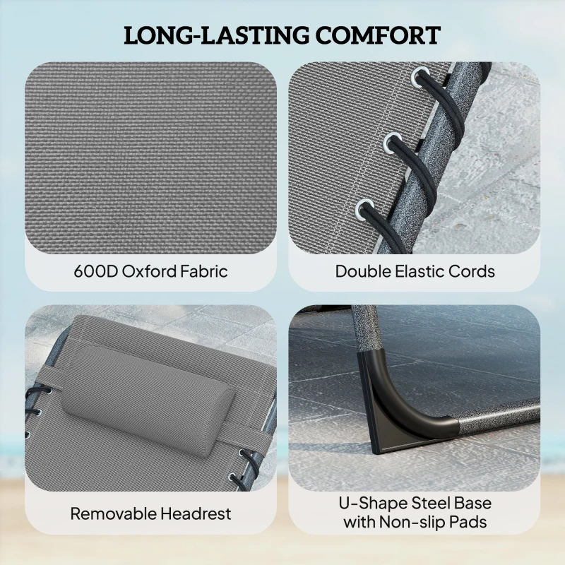 Outsunny Five-Position Reclining Sun Loungers Set of 2 - Grey