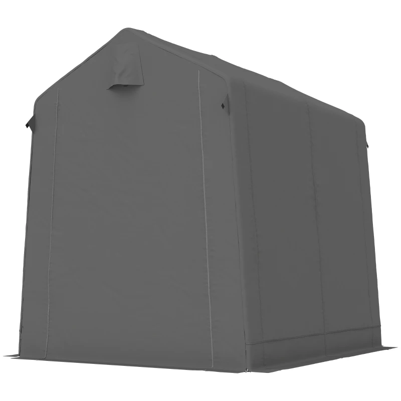 Outsunny 7.5 x 6.2 ft Outdoor Garden Storage Shed, Waterproof Bike Tent with Roll-Up Zipper Door and Vent, Dark Grey