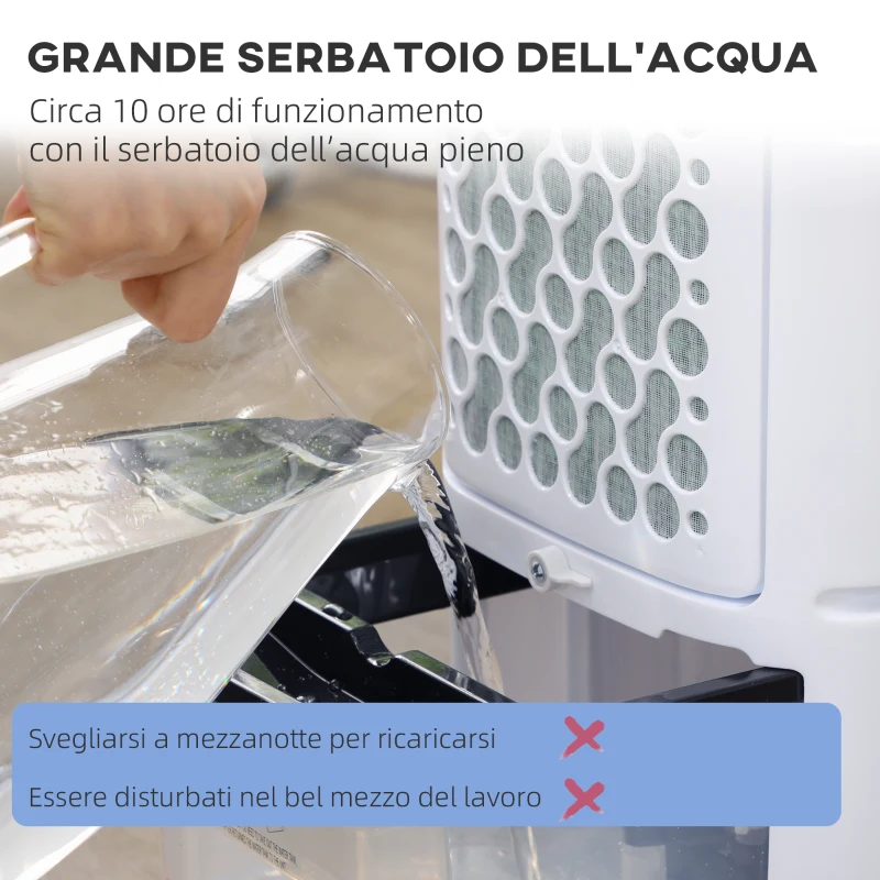 HOMCOM Raffrescatore Evaporativo 3 in 1, Ventilatore, Umidificatore con Ghiaccio e Deumidificatore, Bianco