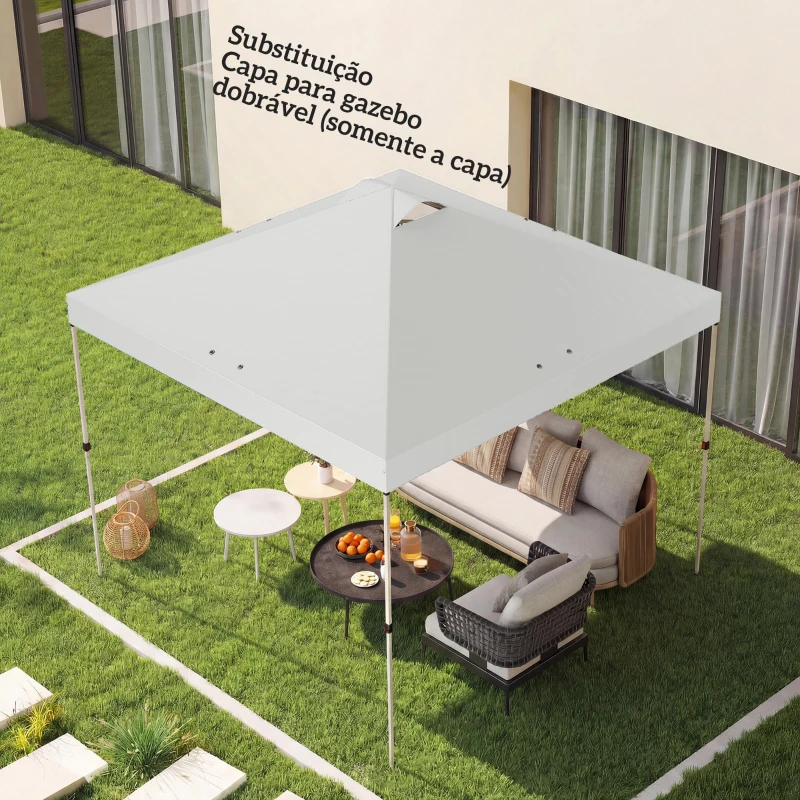 Outsunny Toldo de Substituição para Pérgola 3x3 m Teto de Reposição para Pérgola em Tecido Oxford 210D Proteção UV 50+ Branco