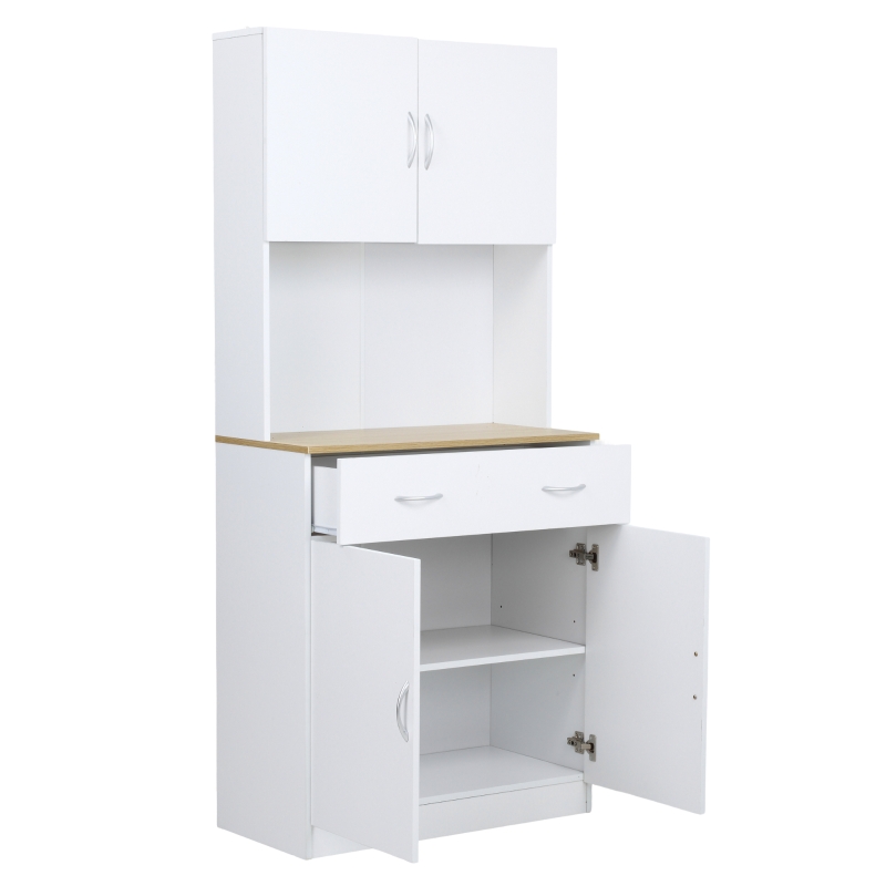 HOMCOM Bufet Bucatarie Alb 80×40×180 cm – Cu Dulap si Sertar